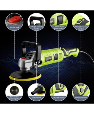 Buffer Polisher, 1600W 7 Inch/6 Inch Polisher for Car Detailing, Wax Machine, 7 Variable Speed, with 6 Foam Pads, 3 Wool Pads, Packaging Bag, for Boat Polishing and Waxing