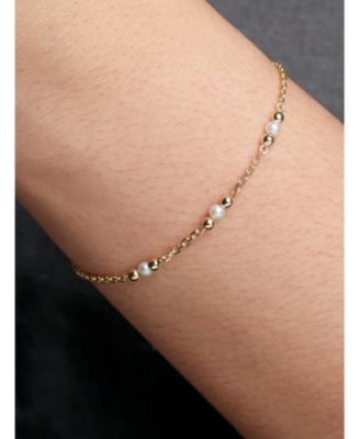 Freshwater Pearl Chain Bracelet in 14K Gold, 6.5 in adj to 7.5 in, approx. 2.1 grams.