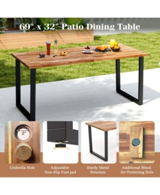 7 Piece Patio Dining Set 69'' Rectangle Table w/ 6 Stackable Chairs