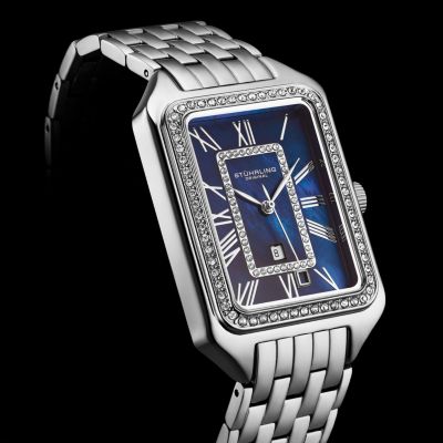 Lustra 32mm Rectangle Quartz Fashion Watch with Crystals