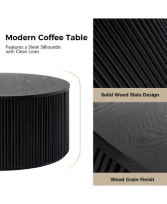 35.4" Wooden Lance Round Coffee Table