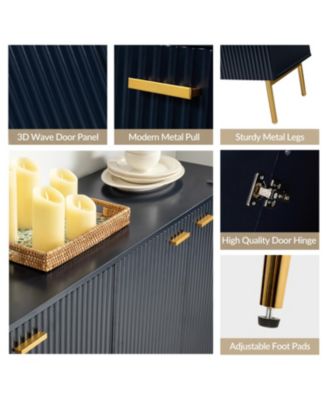 Contemporary 4-Door Sideboard with Adjustable Shelves and Legs, 63" Wide