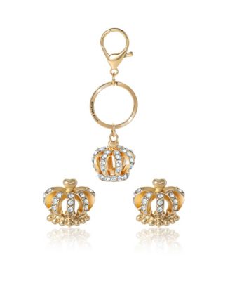 Брелок для ключей и серьги Juicy Couture с золотистой хрустальной короной