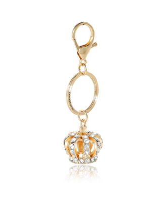 Gold-Tone Crystal Crown Keychain & Earring Set