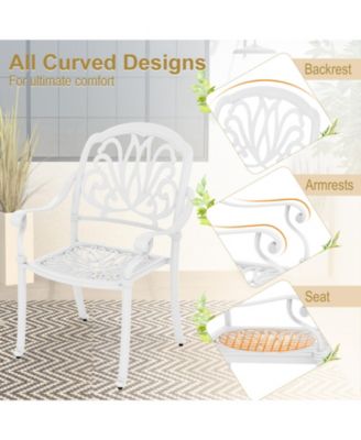 2 Pieces Patio Cast Aluminum Dining Chairs with Armrests