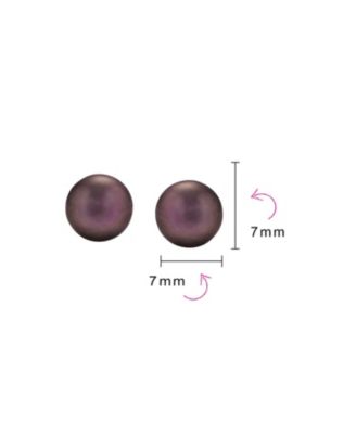 Set of 3 White Black Brown Freshwater Cultured Pearl Stud Earrings Silver 7MM