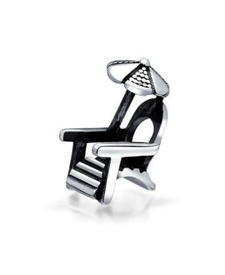 Set of 2 Tropical Umbrella Drink Glass Dangle Charm Bead Enamel Oxidized Silver