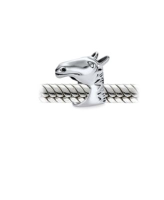 Set of 2 Western Horse and Jockey Equestrian Cap Hat Charm Bead Sterling Silver