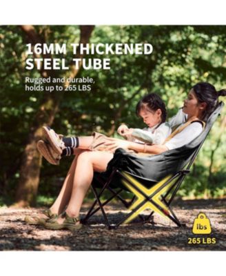 Seastar Padded Camping Chair, Oversized 2-Position Adjustable Folding Chair, Portable Camp Chair with Side Pocket & Carry Bag