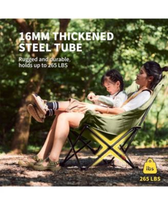 Seastar Padded Camping Chair, Oversized 2-Position Adjustable Folding Chair, Portable Camp Chair with Side Pocket & Carry Bag