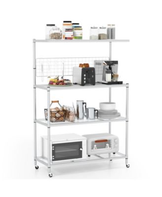 4-Tier Bakers Rack on Wheels with Adjustable Shelves