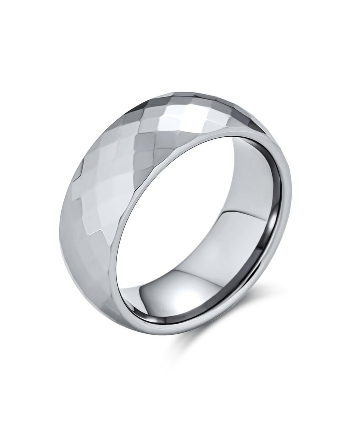 Multi Faceted Prism Cut Titanium Band Rings Silver Tone Comfort Fit 8MM - Silver tone 8mm