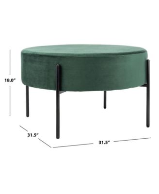 Lisbon Round Cocktail Ottoman with Velvet Upholstery and Matte Black Metal Legs – 31.5" Diameter