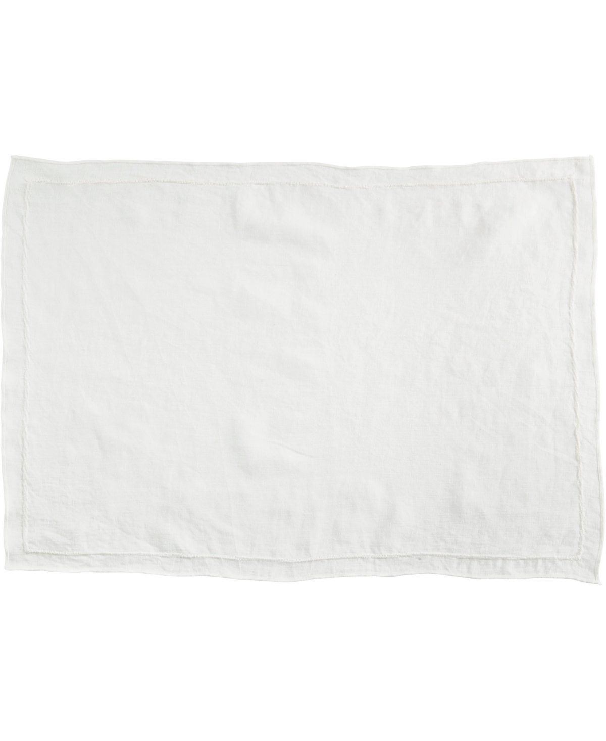 Saro Lifestyle Stonewashed Overlock Linen Edge Placemats, 14" X 20" In Ivory