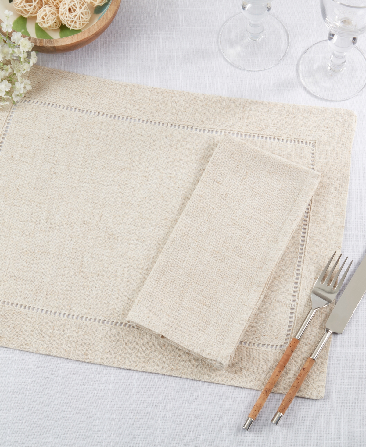 Saro Lifestyle Toscana Placemats And Napkins, Set Of 8 In Natural