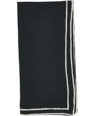 Double Line Embroidered Linen Napkins, 20" x 20"