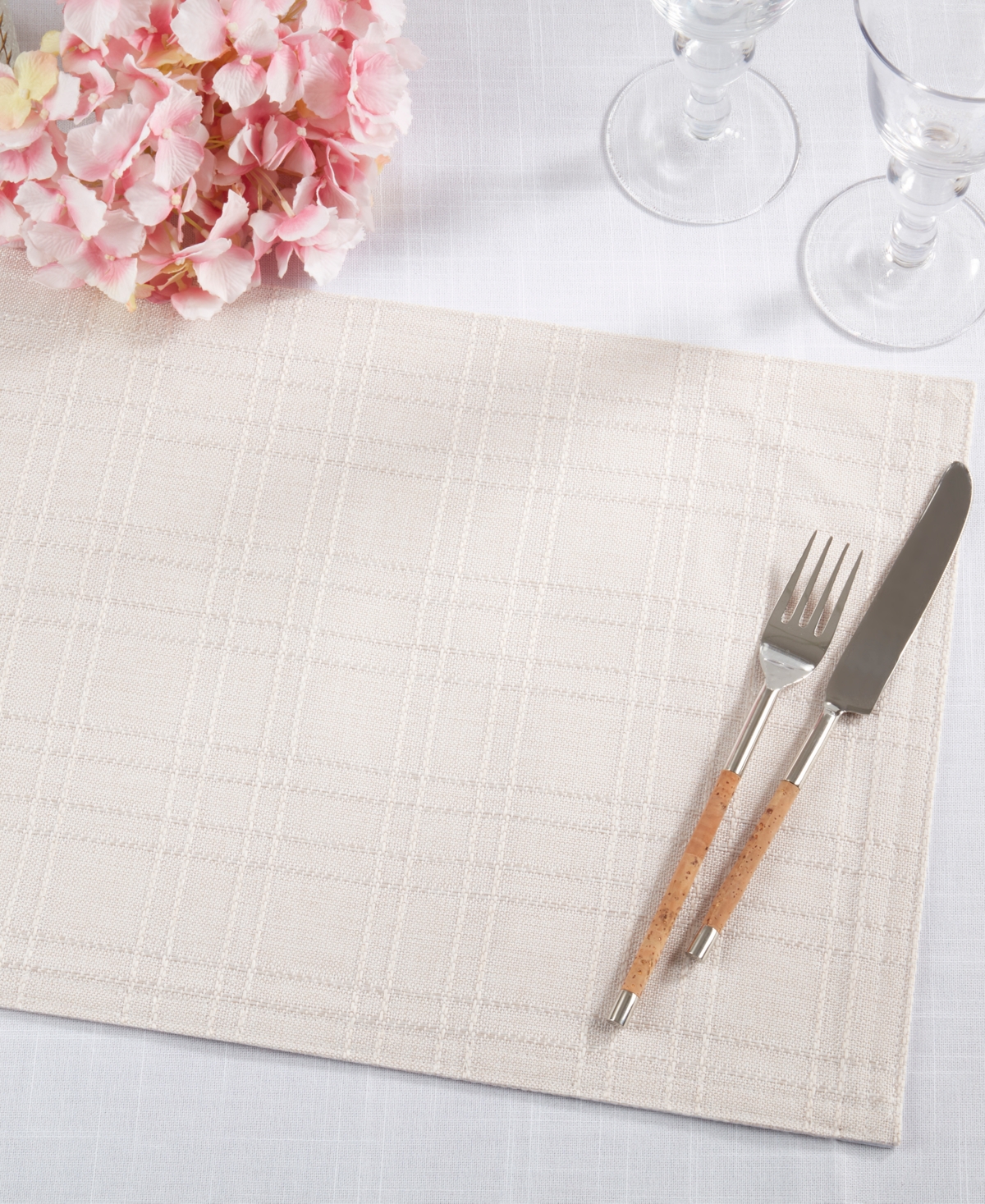 Saro Lifestyle Classic Stitched Plaid Placemats, 13" X 19" In Blush