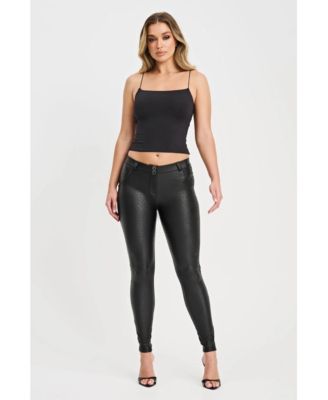 Women's Panther Faux Leather Mid-Rise Sculpting Pants
