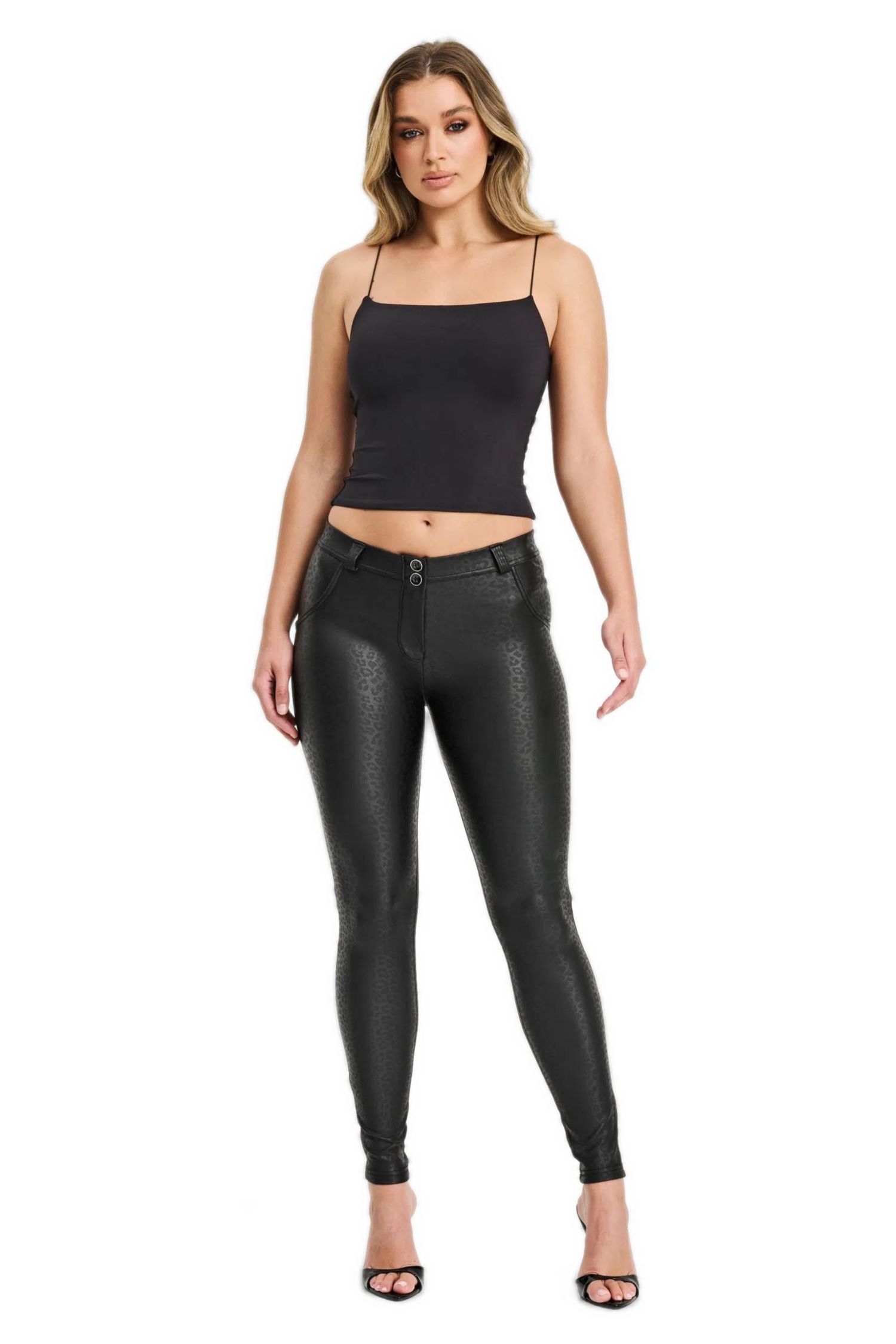 Women's Panther Faux Leather Mid-Rise Sculpting Pants
