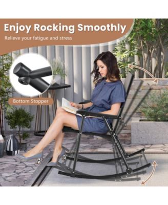 Folding Rocking Chair with Breathable Seat Fabric Set of 2