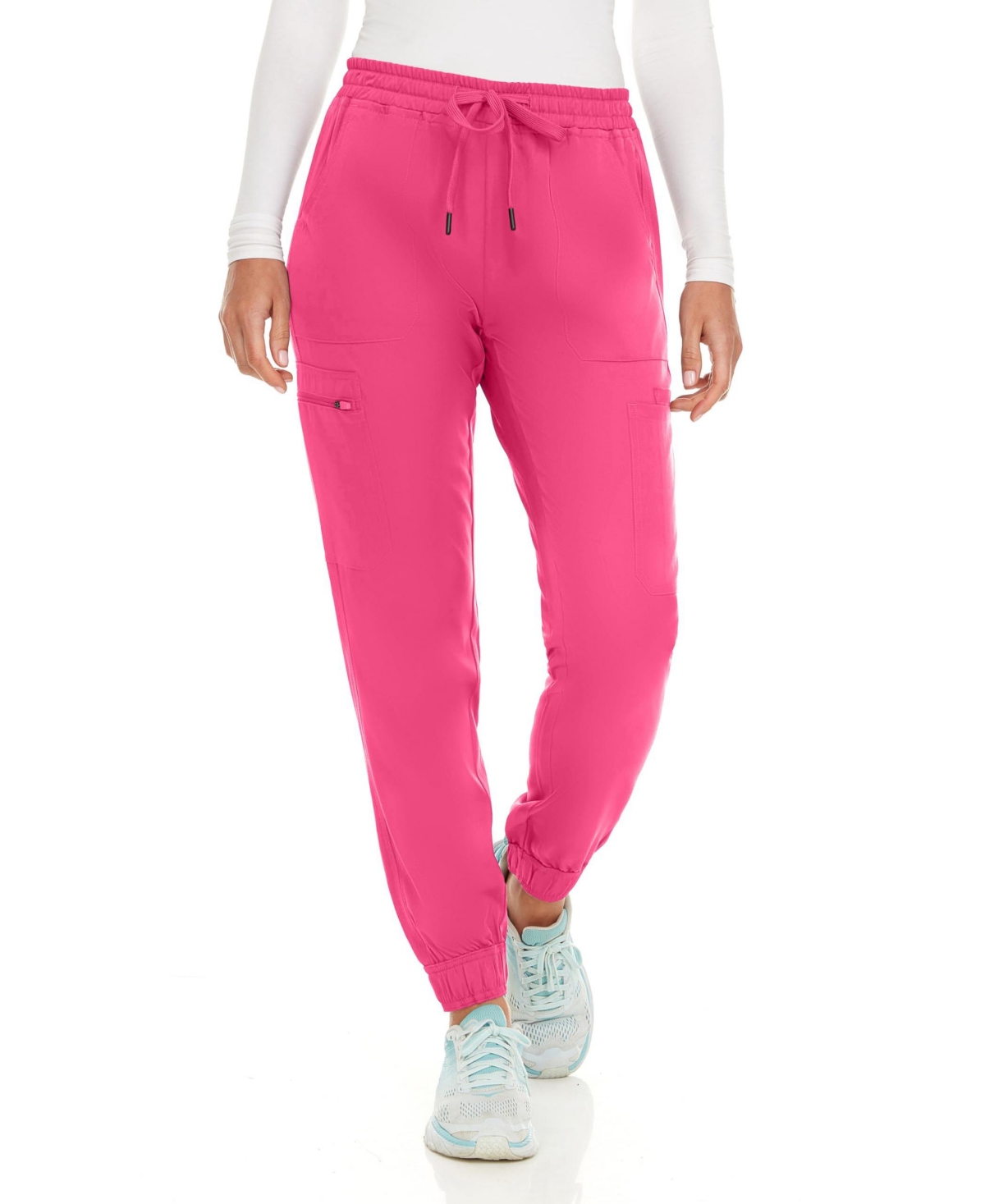 Women's Seven Pocket Cargo Scrub Pants Joggers with 4-Way Stretch - Yellow