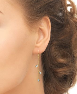  Lab Grown White Sapphire Pear Bezel Linear Drop Earrings (1-3/4 ct. t.w.) in 14k Gold-Plated Sterling Silver