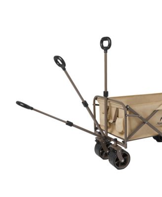 Collapsible Beach Wagon with Big Wheels, Utility Foldable Grocery Cart Heavy Duty, Portable Folding Wagon Cart with Wheel for Camping