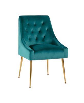 Modern Velvet Upholstered Dining Chairs Set of 2, Mid Century Side Chairs with 5.12” Cushions and Back Pull Rod for Kitchen, Living Room