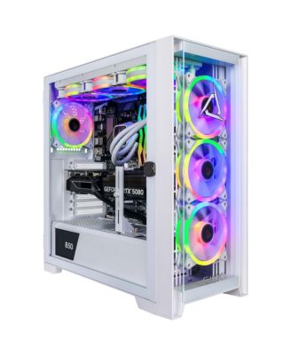 SET Liquid Cooled Gaming Desktop Computer, AMD Ryzen 9 9900X 4.4GHz, 32GB RAM, 2TB SSD, NVIDIA GeForce RTX 5080 16GB, Windows 11 Home, White
