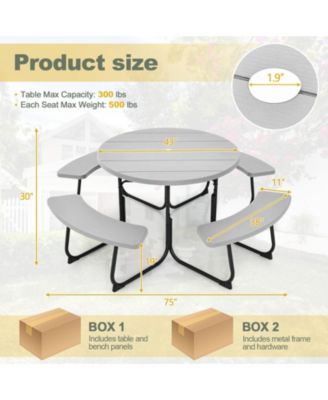 8-Person Outdoor Picnic Table and Bench Set with Umbrella Hole