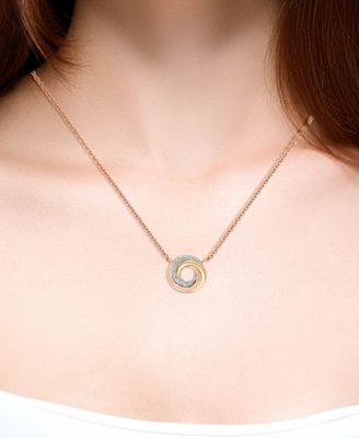 Diamond Swirl Knot 18" Pendant Necklace (1/10 ct. t.w.) in 14k Tricolor Gold