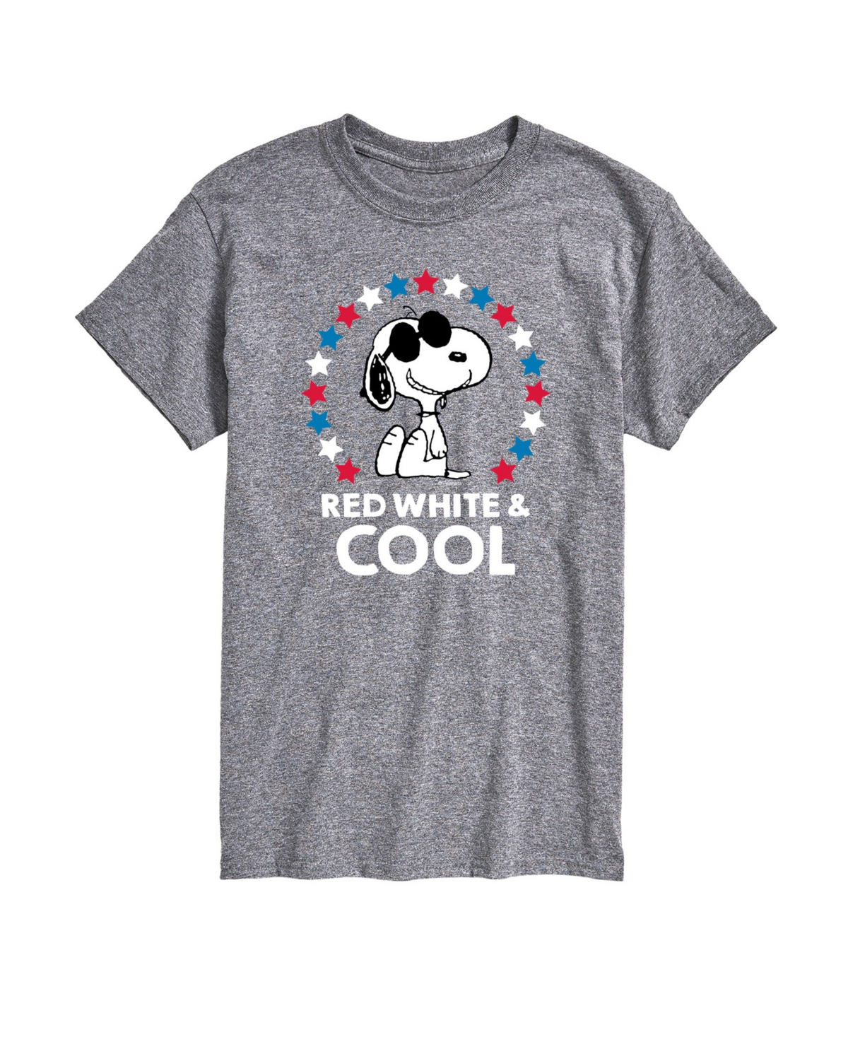 Airwaves Men's Peanuts Snoopy Flag Fireworks Short Sleeve T-shirt In Gray