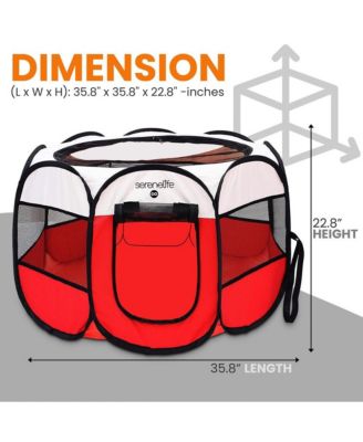 Medium Portable & Foldable Pet Tent with Travel Bowl, Red