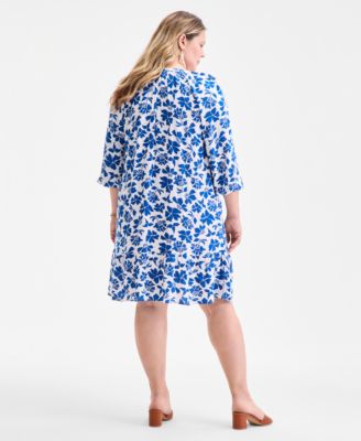Plus Size Floral Spark Shift Dress, Exclusively at Macy's 