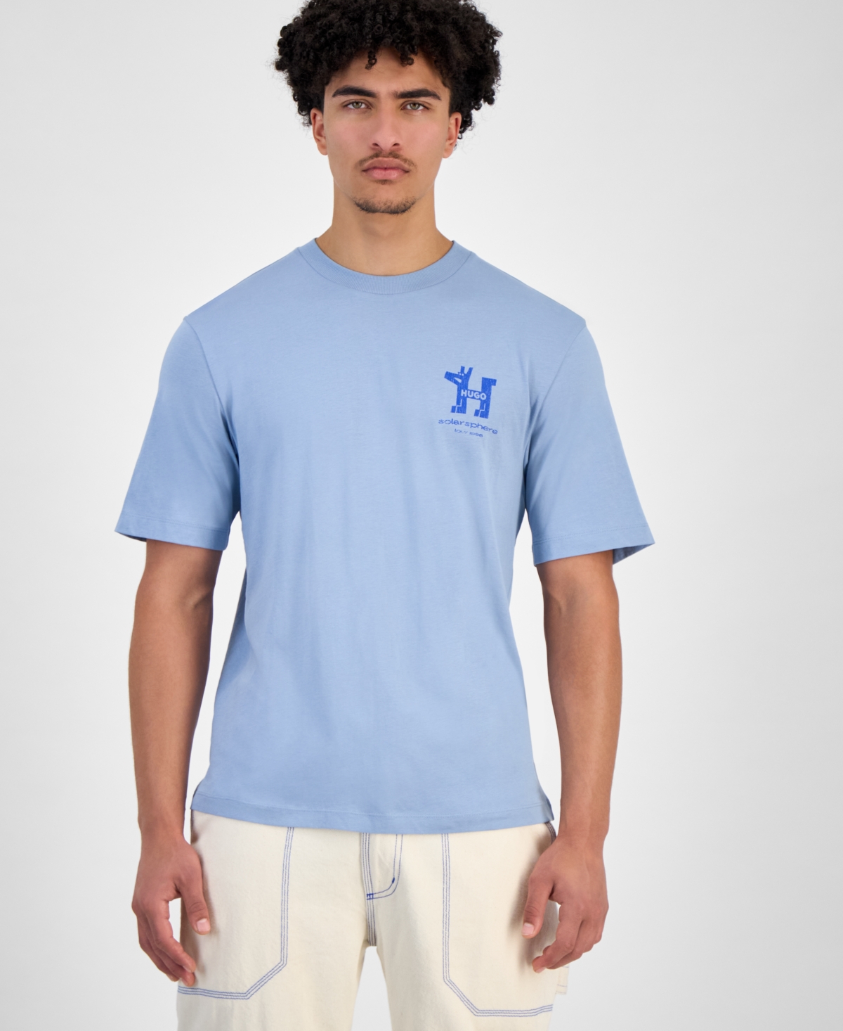 Hugo by Hugo Boss Men's Solar Eclipse Tour Logo Graphic T-Shirt - Light/pastel Blue