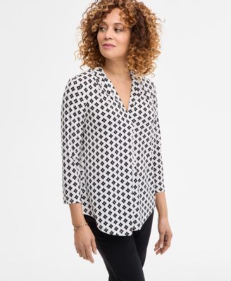 JM Collection - Women's Brooke Geometric-Print Top