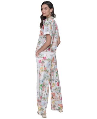 Лагерная рубашка KARL LAGERFELD PARIS Petite с коротким рукавом и несколькими принтами