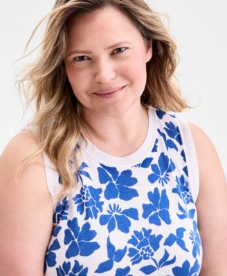 Plus Size Floral  Sleeveless Sweater, Exclusively at Macy's  