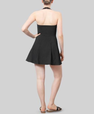 Crave Fame Juniors' Halter-Neck Button-Front Mini Dress