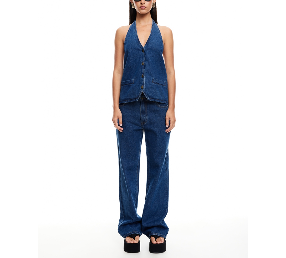 Women's Hills Denim Halter Top - Dark Denim