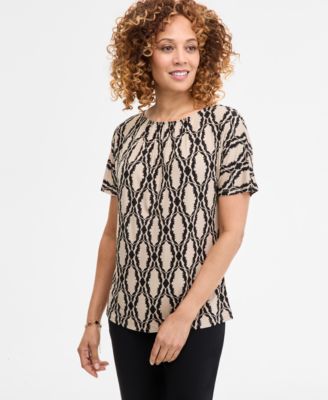 JM Collection - Women's Printed Scoop-Neck Short-Sleeve Top, Exclusively at Macy's