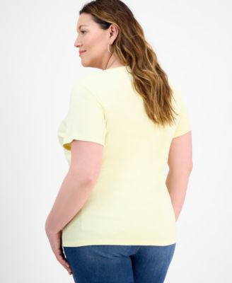 Plus Size Short-Sleeve Henley Top, Exclusively at Macy's