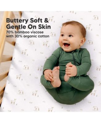 2pk Aereo Fitted Crib Sheets for Boys, Girls, 52x28 Standard Baby Crib Mattress Sheets, Bamboo Viscose Cotton