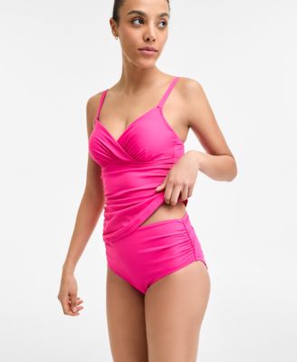 Anne Cole Women's Surplice Underwire Tankini Top and High-Waist Bottom