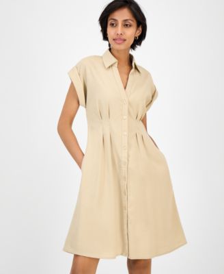 Women's Pintuck-Waist Shirtdress