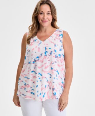 売れ筋商品|||スタイルアンドコー カットソー トップス レディース Plus Size V-Neck Tank, Created for Macy's Deep Black Style & Co Plus Size V-Neck Tank Top, Created for Macy's