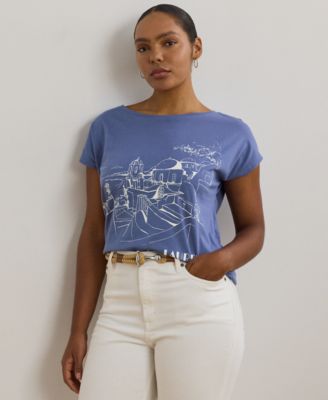 Lauren Ralph Lauren - Plus Size Cotton-Blend Jersey Graphic Tee