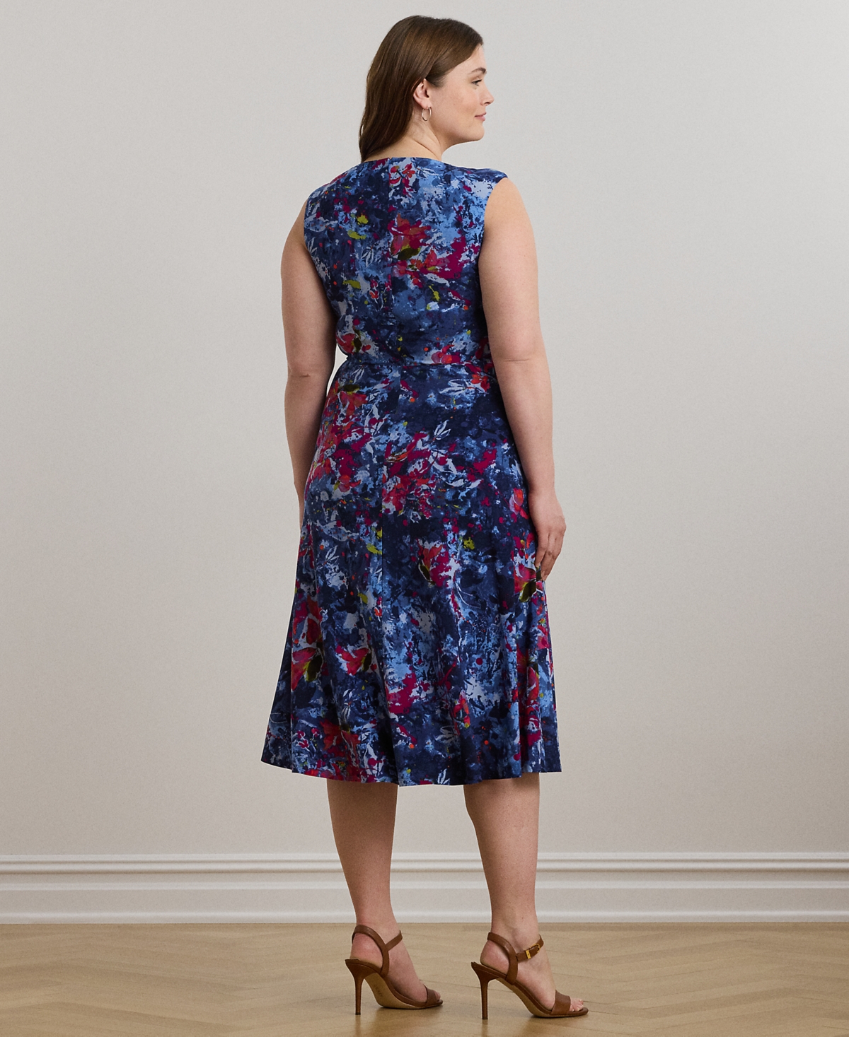Ralph Lauren Plus Size Print Twist-front Jersey Dress