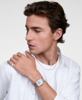 Men's Analog Silver-Tone Stainless Steel Watch, 32mm