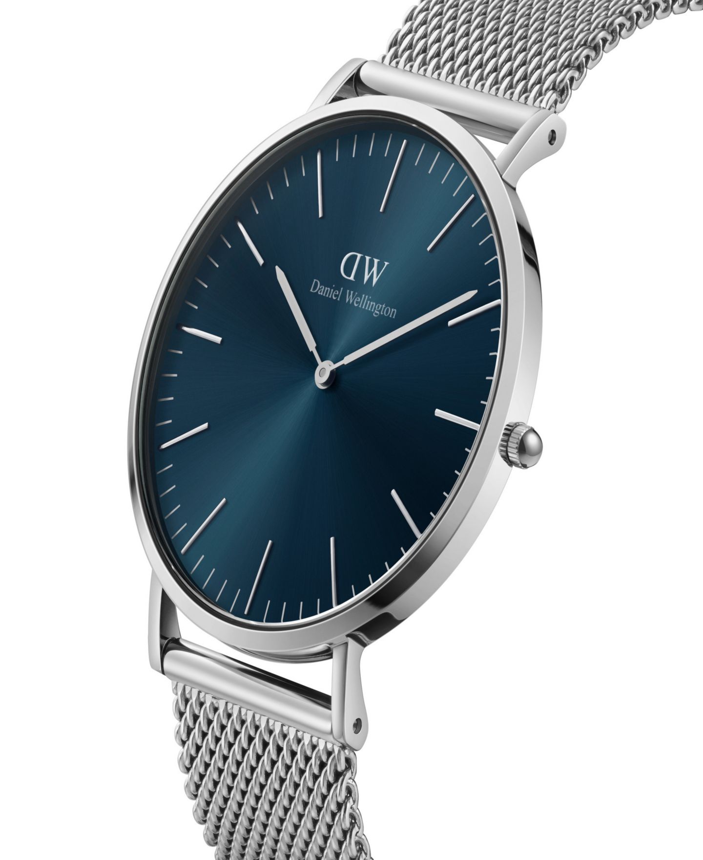 Часы Daniel Wellington Unisex Analog Silver-Tone Stainless Steel Mesh, 40mm — фото 2